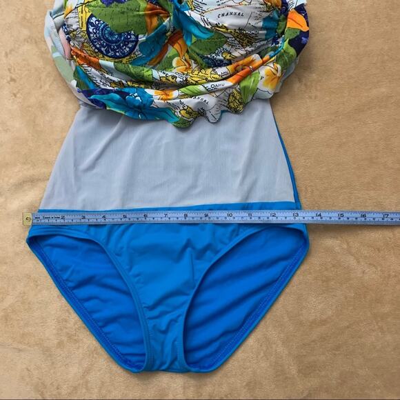 Tommy Bahama Swimsuit Size 4 Tropical Map Skirted One Piece - Picture 5 of 10